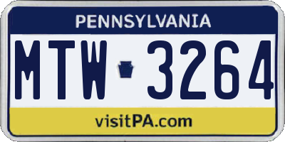 PA license plate MTW3264