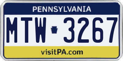 PA license plate MTW3267