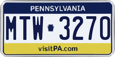 PA license plate MTW3270