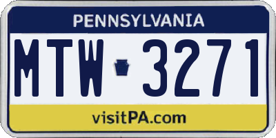 PA license plate MTW3271