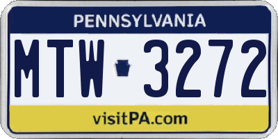 PA license plate MTW3272