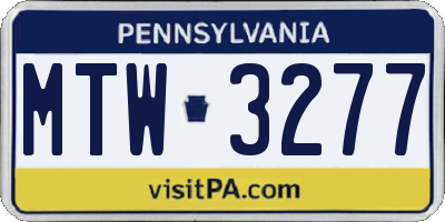 PA license plate MTW3277