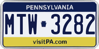 PA license plate MTW3282