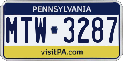 PA license plate MTW3287