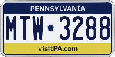PA license plate MTW3288