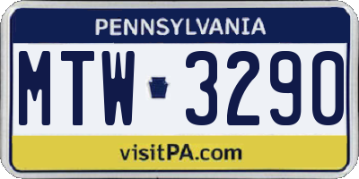PA license plate MTW3290