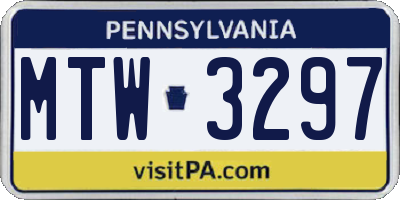 PA license plate MTW3297