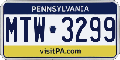 PA license plate MTW3299