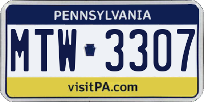 PA license plate MTW3307
