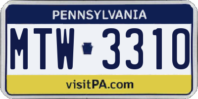 PA license plate MTW3310