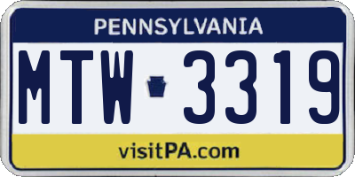 PA license plate MTW3319