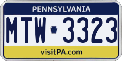 PA license plate MTW3323