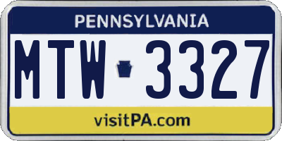 PA license plate MTW3327