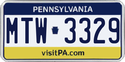 PA license plate MTW3329