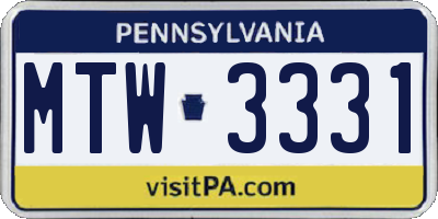 PA license plate MTW3331