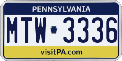 PA license plate MTW3336