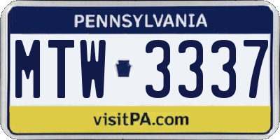 PA license plate MTW3337