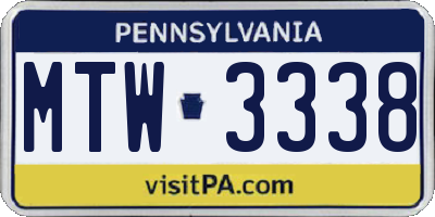PA license plate MTW3338