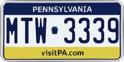 PA license plate MTW3339