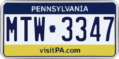 PA license plate MTW3347