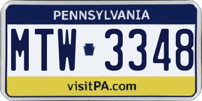 PA license plate MTW3348