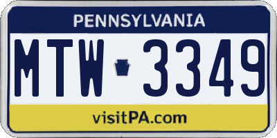 PA license plate MTW3349