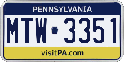 PA license plate MTW3351