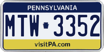 PA license plate MTW3352