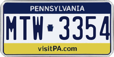 PA license plate MTW3354