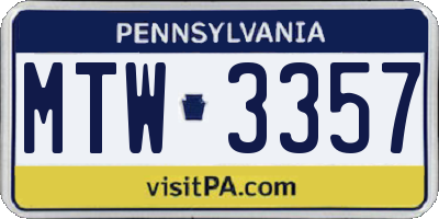 PA license plate MTW3357