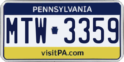 PA license plate MTW3359