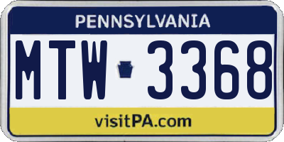 PA license plate MTW3368