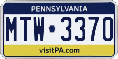 PA license plate MTW3370