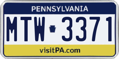 PA license plate MTW3371