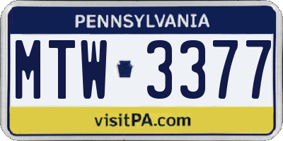 PA license plate MTW3377
