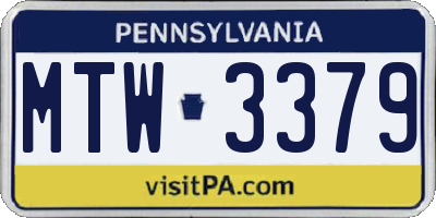 PA license plate MTW3379