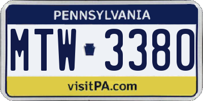 PA license plate MTW3380
