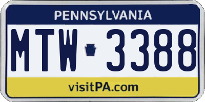 PA license plate MTW3388
