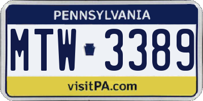 PA license plate MTW3389