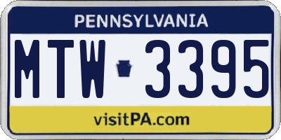 PA license plate MTW3395