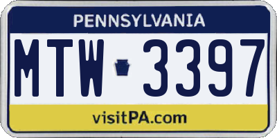 PA license plate MTW3397