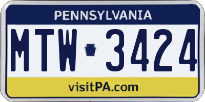 PA license plate MTW3424