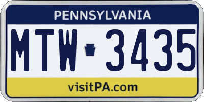 PA license plate MTW3435