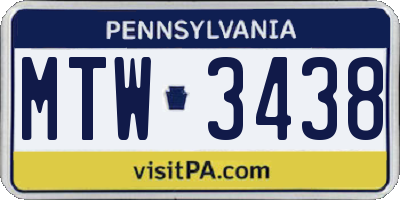 PA license plate MTW3438