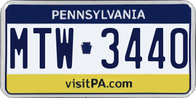 PA license plate MTW3440