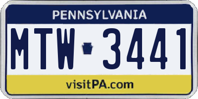 PA license plate MTW3441