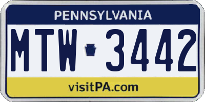 PA license plate MTW3442