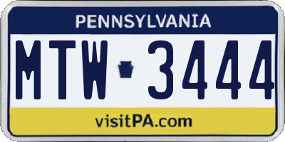 PA license plate MTW3444