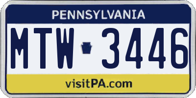 PA license plate MTW3446