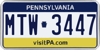PA license plate MTW3447